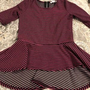 Pinc Stylish Pink & Black Striped Peplum Top. M💗🖤
